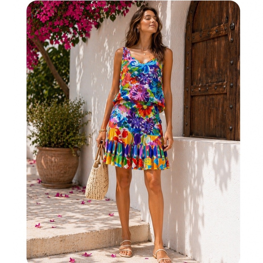Jams World Calypso SET Top Skirt‎ L Hawaii 50 YEAR Anniversary BEACH RESORT USA
